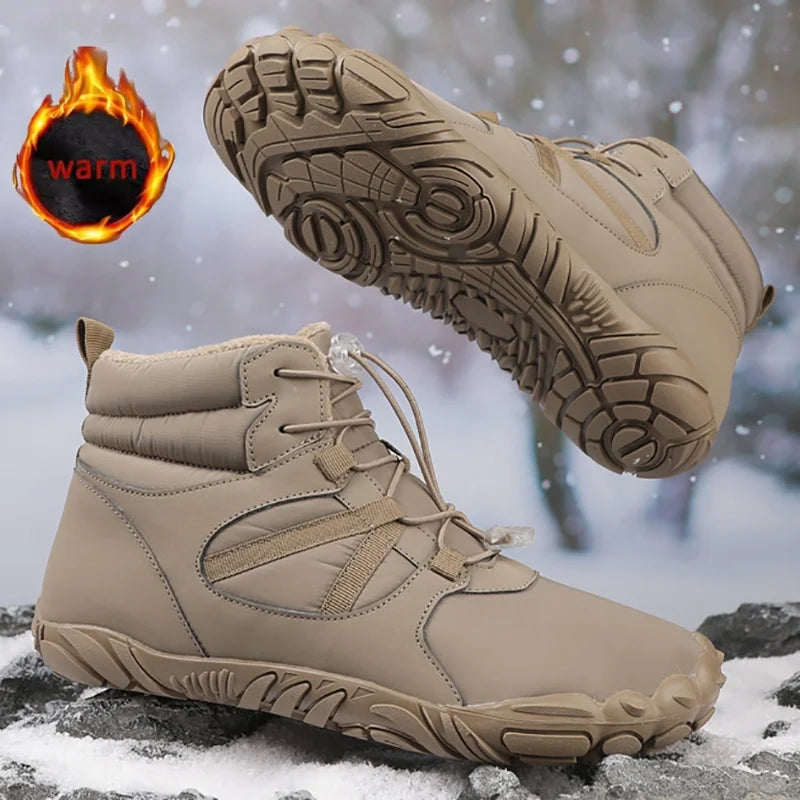 Winter Men Women Waterproof Snow Boots Barefoot Casual Shoes Outdoor Warm Work Shoes Ankle Shoes for Climbing Boots Non-Slip
