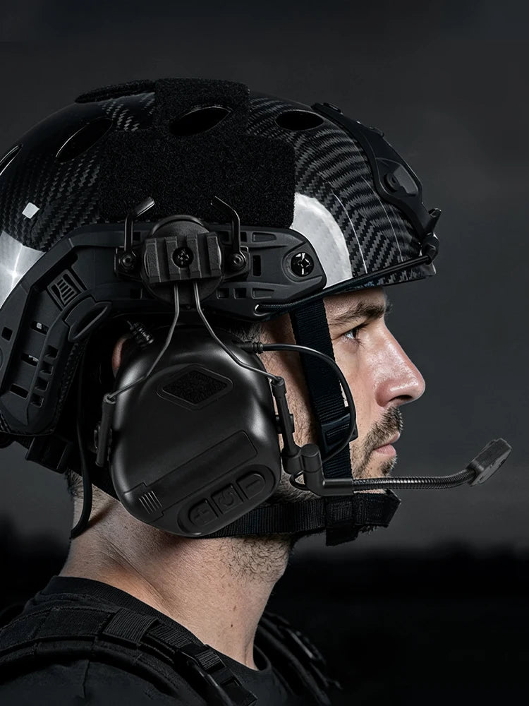 BOOIU Helmet Mounted Bluetooth Tactical Headset ABS Noise Reduction Earphone for Outdoor Sports Adventure Movie Prop
