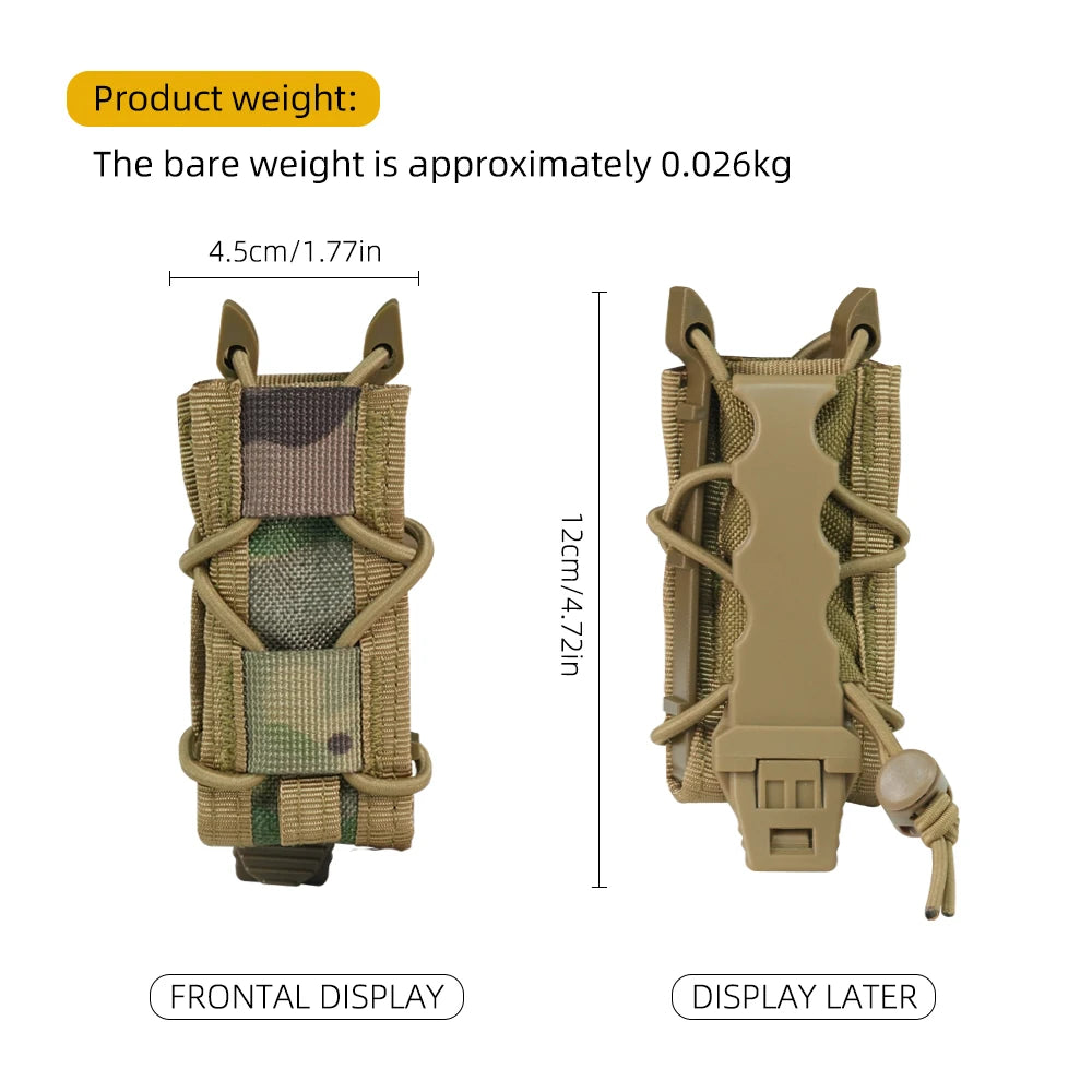 BOOIU Tactical Pistol Magazine Pouch 9mm Molle Single Mag Holster Flashlight Torch Holder Outdoor Hunting EDC Knife Waist Bag