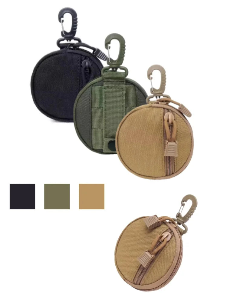 Modular Outdoor Utility Pouch | Small Round MOLLE Compatible Bag | For Hunting Exploration Gear