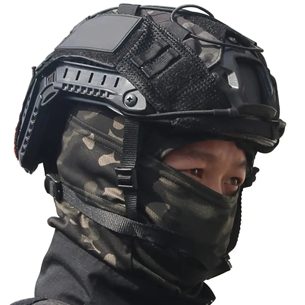 Tactical Fast Helmet Set Goggles Full Face Protection Set with Headset NVG Dummy Model for Airsoft Paintball Jungle CS Games