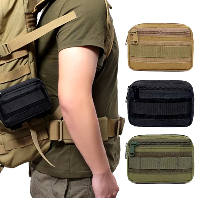 Men's Double Layer EDC MOLLE Pouch, Waist Belt Bag Fanny Pack for Outdoor Hiking & Camping Accessories