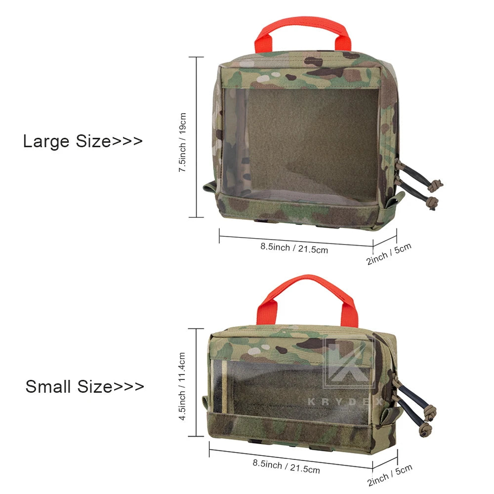 KRYDEX Tactical Large / Small Clear Top Insert Pouch Travel Camping Organizer Storage Hook & Loop Bag for D3 Tactical Backpack