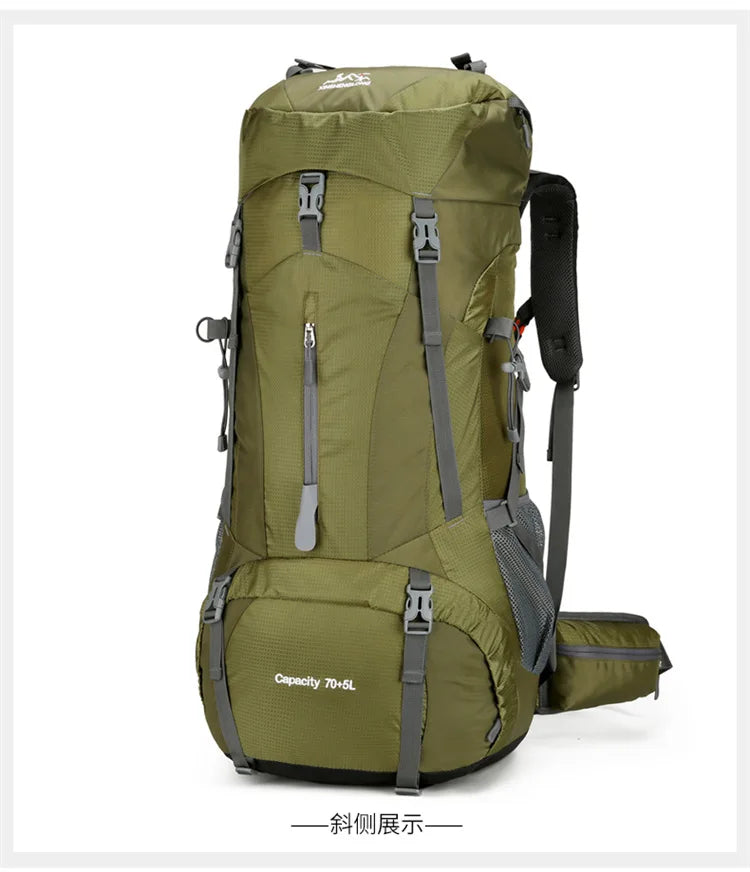 70+5L Hiking Backpack Men Women Large Capacity Outdoor Camping Rucksack Waterproof Travel Bag Mountaineering Trekking Bag