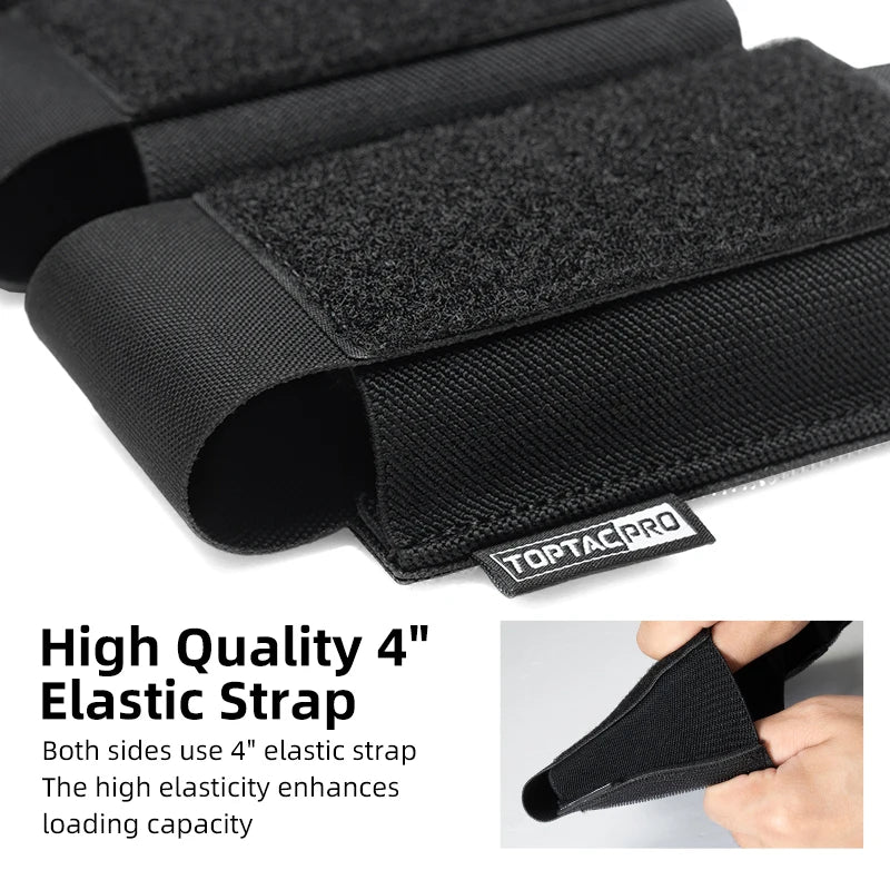 TOPTACPRO Tactical Quad 556 Mag Pouch Elastic Band Lightweight Multi-pocket Tactical Mag Compartment 8541