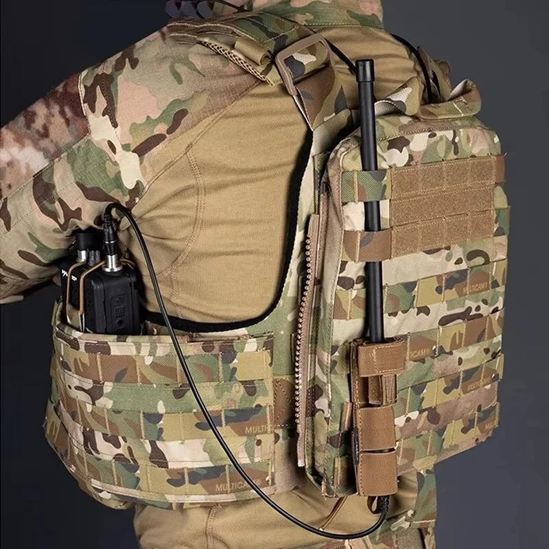 Tactical Radio Antenna Relocation Cable Pouch, MOLLE Modular Vest Strap Bag Holder for Walkie Talkie, Outdoor Hiking Camping Acc