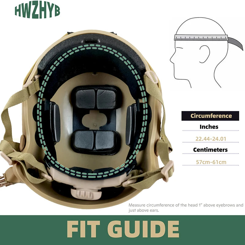 FAST Tactical Riot Helmet ABS 4-Point Suspension Adjustable Head Circumference for Military CS Airsoft Outdoor Protection
