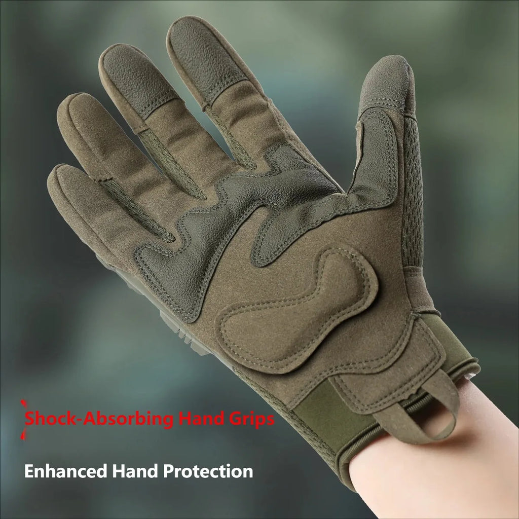 CHRLCK Men Anti-Scratch Cycling Tactics Gloves Wear-resistant Full Finger Hiking Gloves Summer Non-Slip Camping Training Gloves