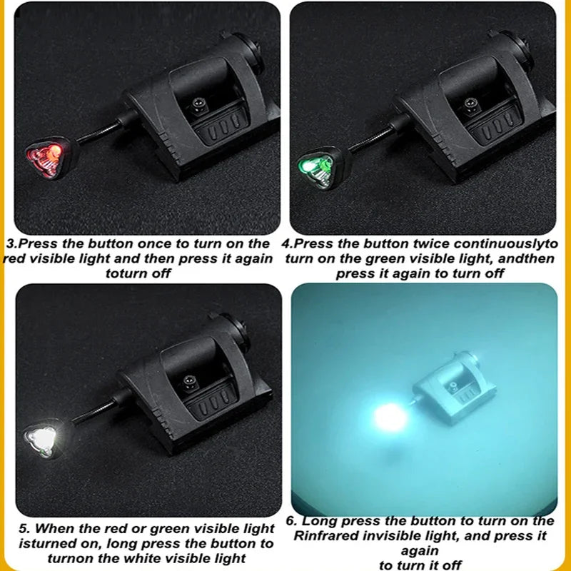 Tactical Helmet Light 4 Mode Green Red IR Laser Helmet Lamp Energy Saving Airsoft Helmet Torch Hunting Airsoft Accessories