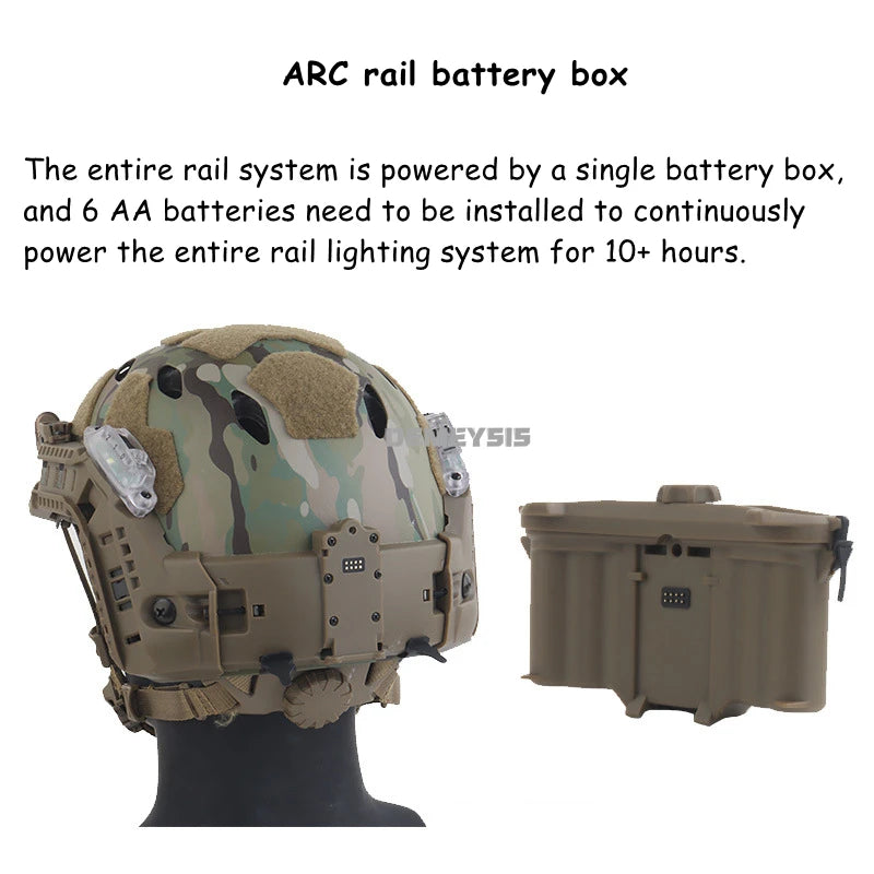 Tactical FAST SF Helmet Outdoor Hunting Shooting Airsoft Helmet Set Modular Integrated ARC Rail Battery Box with Signal Light