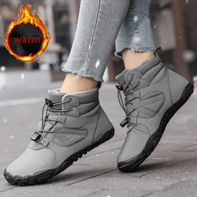 Winter Men Women Waterproof Snow Boots Barefoot Casual Shoes Outdoor Warm Work Shoes Ankle Shoes for Climbing Boots Non-Slip