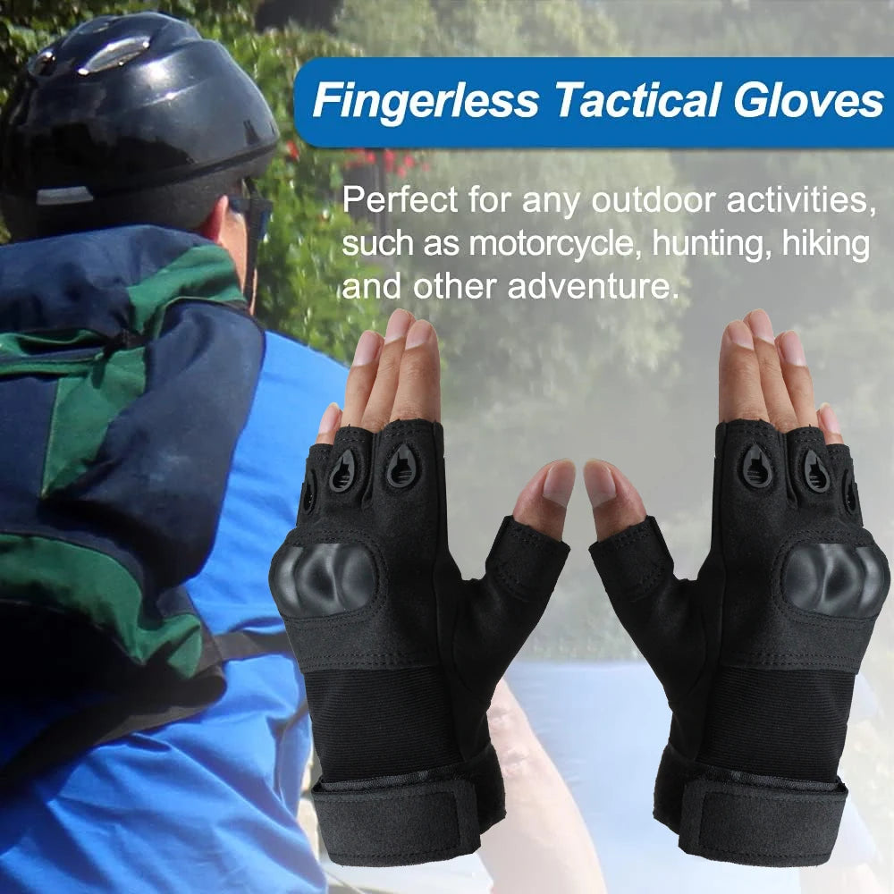 1Pair Half Finger Tactical Gloves - Breathable Lightweight Outdoor Sport Gloves for Shooting,Hunting,Motorcycling,Climbing,Hikin