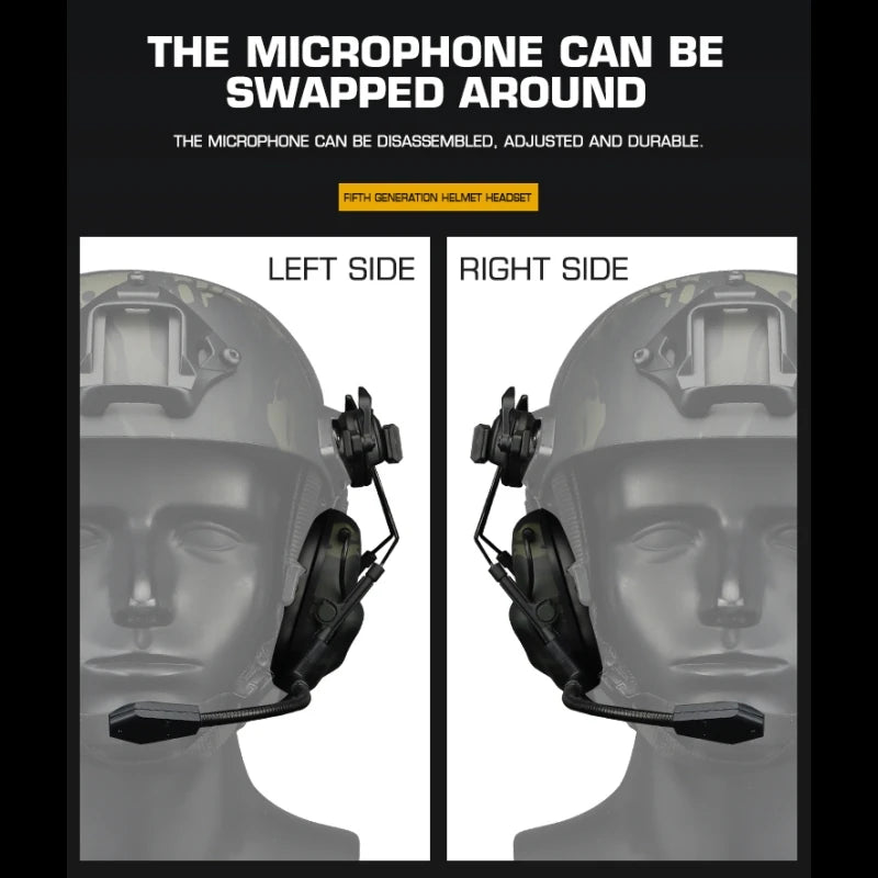 Tactical 5.0 Headset Non-picking Noise-Cancelling Headset for Helmet Headset Baofeng Radio PTT Adapter Mobile Earphone