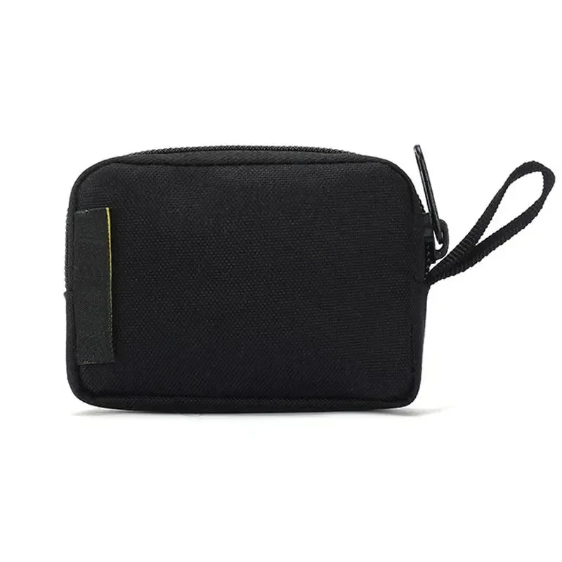 Nylon Double Zipper Pocket Coin Purse Men Tactical Outdoor Small Card Holder Keys Storage Belt Waist Bag Molle Pouch Lightweight