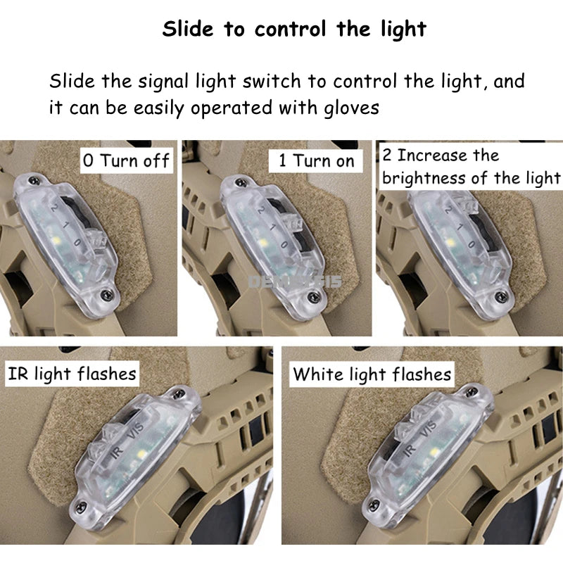 CS Airsoft Helmet Rail Lights for Modular ARC Rail Mount IR / White Signal Light Tactical Helmet Lamp Hunting Helmet Accessories