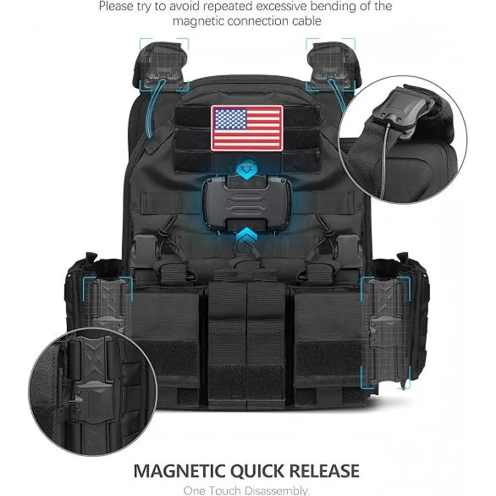 Tiexuebing Magnetic Quick Release Tactical Vest - Airsoft Vest MOLLE System Nylon Multifunctional  Plate Carrier 6094 Vests