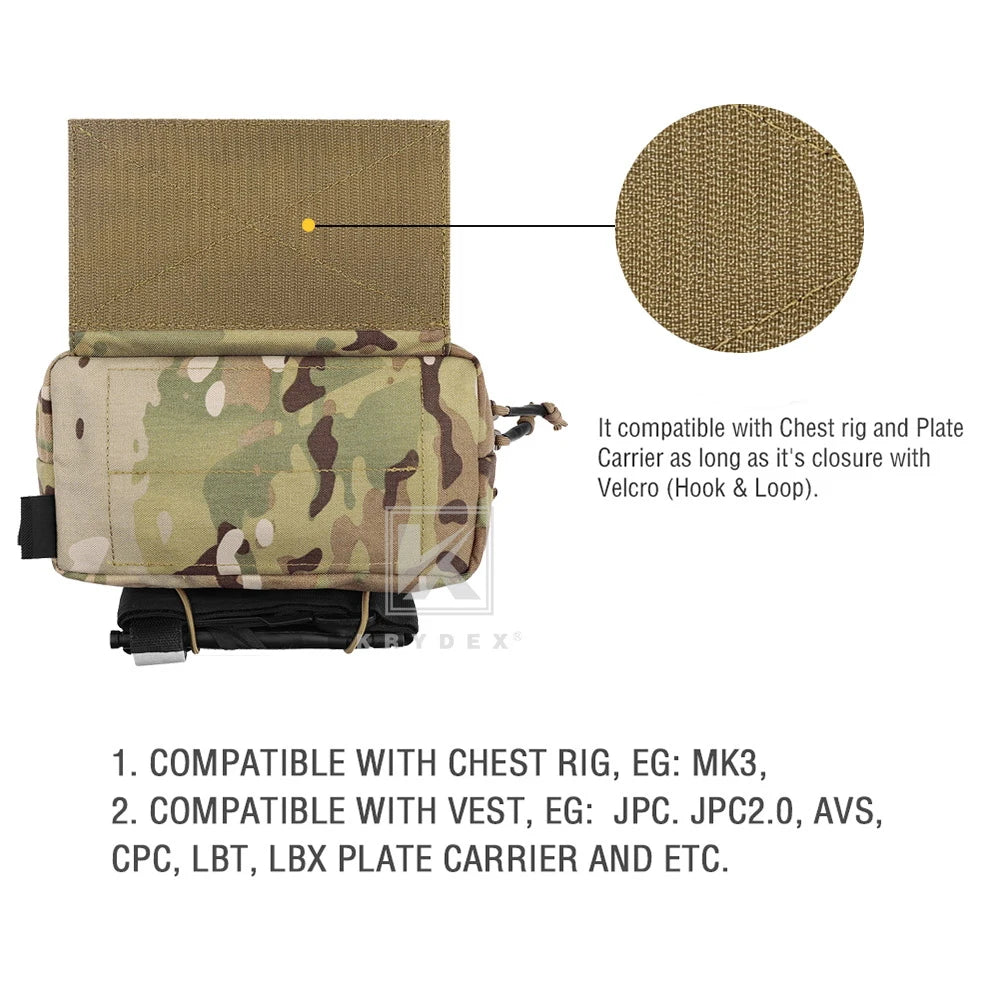 KRYDEX Tactical Drop Pouch Sub Abdominal Carry Kit Tool Bag Fanny Pack with Hook and Loop Panel for Vest Chest Rig