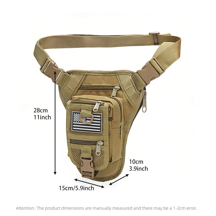 Multi functional thigh bag waist pack, multi pocket design, casual sports bag, suitable for cycling, hiking, and traveling