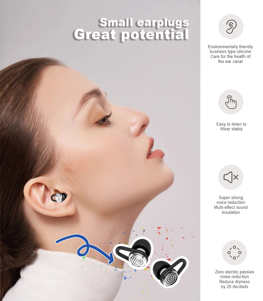 Olyga Silicone Professional Earplug  Anti Noise Ear Plugs for Work Travel Focus on Learning Reduce Disturbances