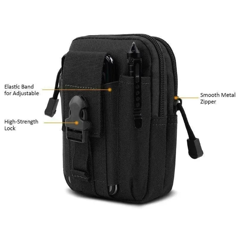 Nylon Molle Pouch Belt Waist Pack Bag Outdoor Phone Pocket Waist Fanny Pack EDC Tool Bag for Outdoor Sports Running Hiking