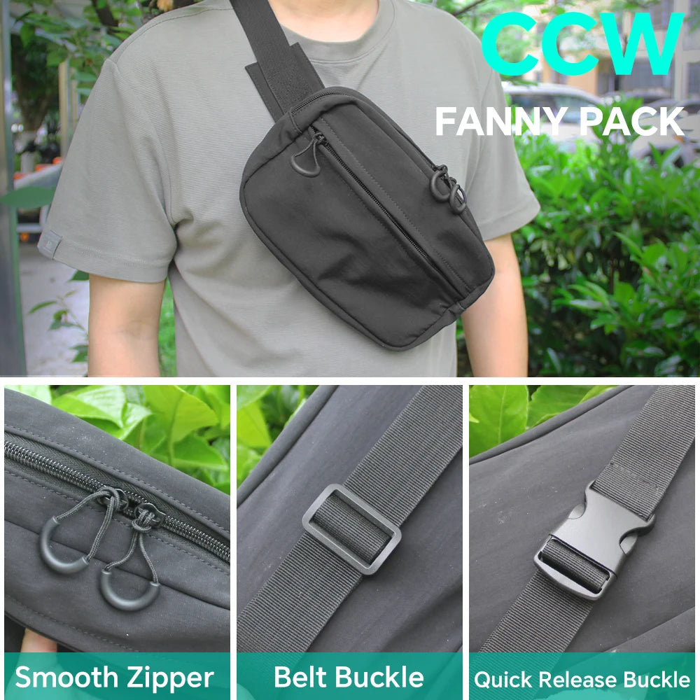 Concealed Carry Fanny Pack Tactical Belt Waist Bag with Universal Pistol Holster Handgun Pouch Sports Hiking Crossbody Sling Bag