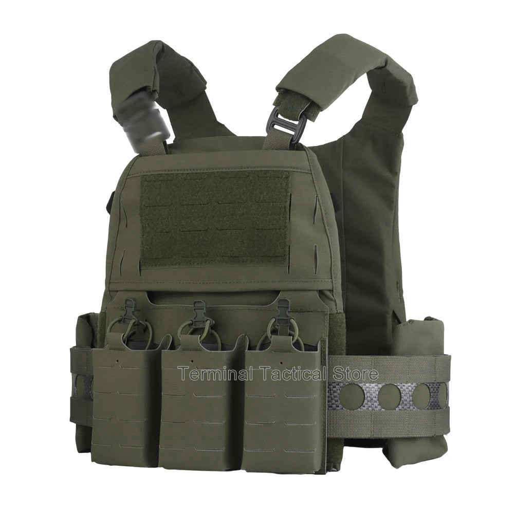 Ferro V5 FCPC Tactical Plate Carrier Quick Release Portable Body Armor Molle Airsoft Hunting Vest with 556 Triple Magazine Pouch