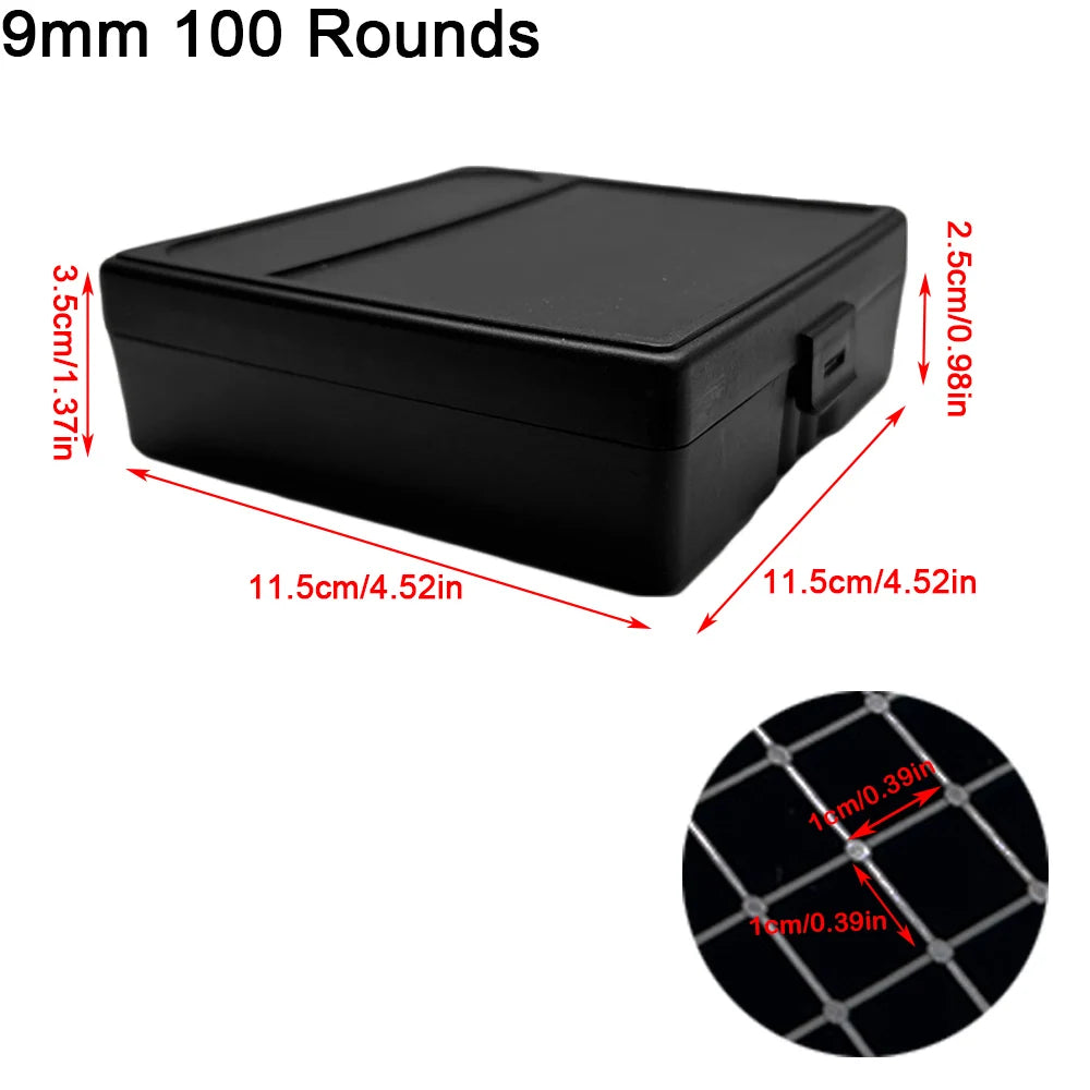 Tactical Bullet Box Ammo Case 9mm .223 5.56mm Pistol Rifle Ammo Carry Storage Box Flip-Top Hunting Bullet Case