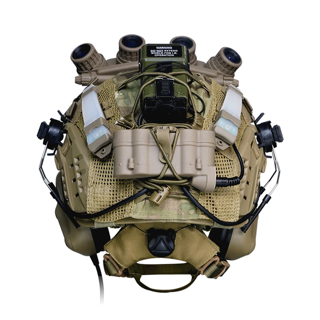 AQzxdc Fast Airsoft Helmet Set with Headset  Night Vision Goggles Signal Lights for Hunting Shooting Cosplay Tactical Equipment