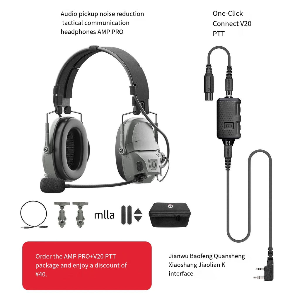 Professional-grade AMP PRO Microphone Pickup Noise Reduction Communication Tactical Headset Head-mounted Helmet-style IPSC Shoot