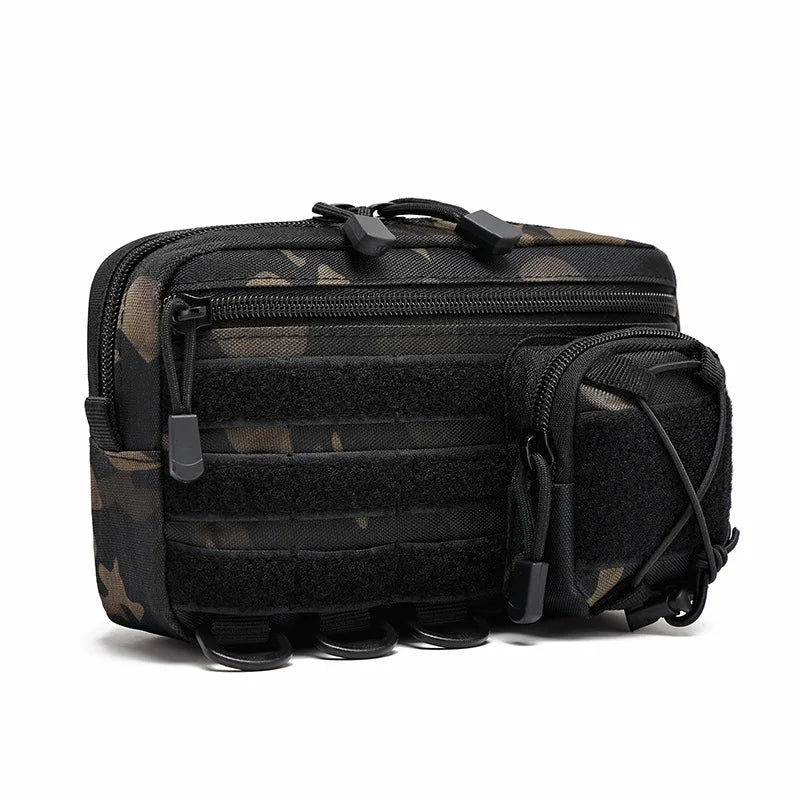 Tactical Molle Horizontal Admin Pouch with Front Drawstring Pocket EMT Modular Pouch EDC Utility Organizer Bag Outdoor Waist Bag