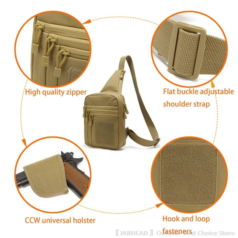 Tactical Concealed Crossbody Gun Bag Shoulder Chest Pack  Outdoor Hiking Hunting Camping chest bag with Gun Holster