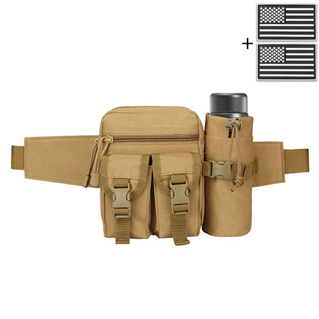 Comes with a multi-functional water bottle bag for practical fishing, hiking, and hunting. Comes with 2 badges as a gift