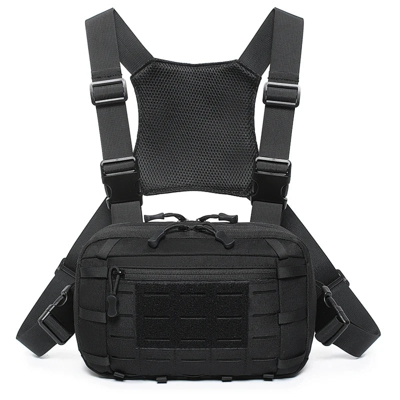 Multi-functional Tactical Chest Rig with Molle, Gun Holster, Large Capacity for Hunting, Hiking, Fishing, Cycling EDC