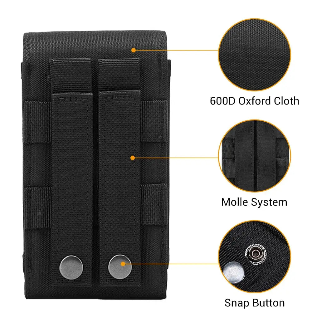 Tactical Molle Phone Pouch Double-Layer Utility Tool Pouch with Hook&Loop Fastener Belt Pouch for Outdoor Camping