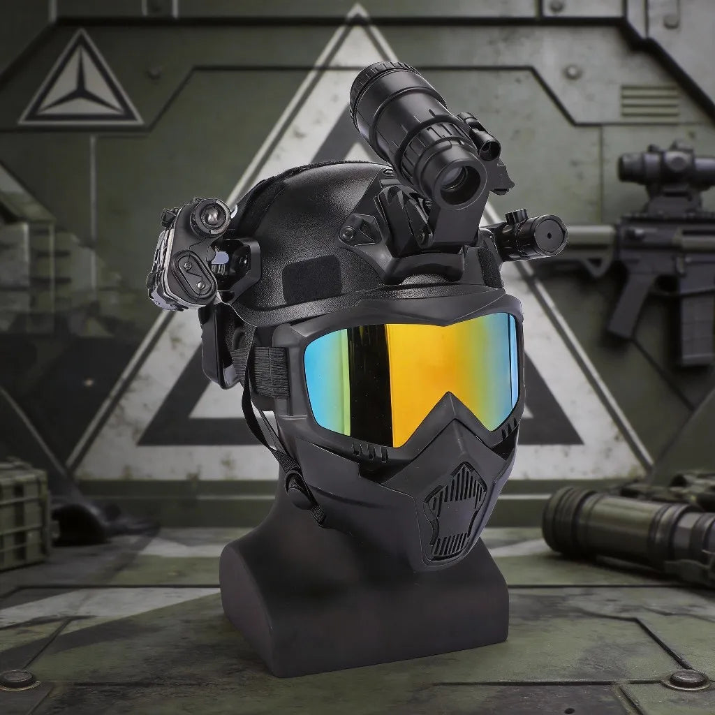 Children's Tactical Helmet Set Delta Force Airsoft Combat Helmet Kit with Mask Goggles Dummy Night Vision Goggle for CS Cosplay