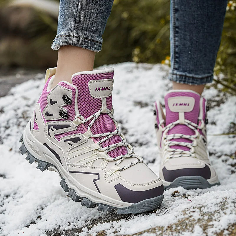 Men's Hiking Shoes Women's Plus Velvet Warm Hiking Shoes Rainproof Non-slip Hiking Shoes Outdoor Hunting Tactical Sports Shoes