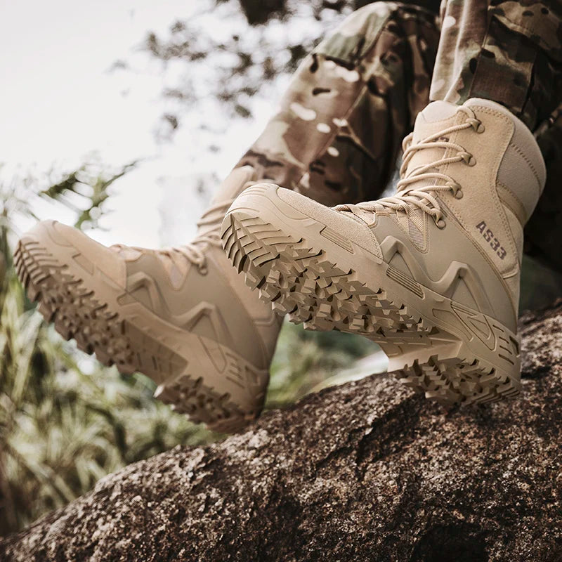Men High-top Hiking Shoes Outdoor Shoes Non-Slip Casual Trekking Boots Hiking Boot Lace Up Hunting Tactical Trekking Sneakers