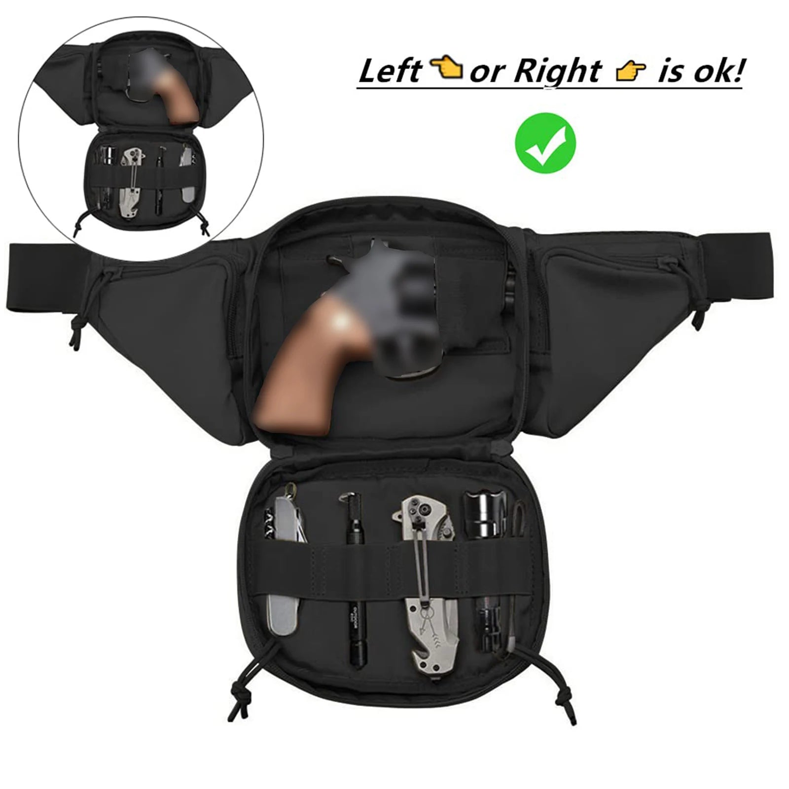Tactical Fanny Pack Gun Holster Concealed Carry Pistol Waist Bag Waterproof Molle EDC Pouch For men women Running Hiking