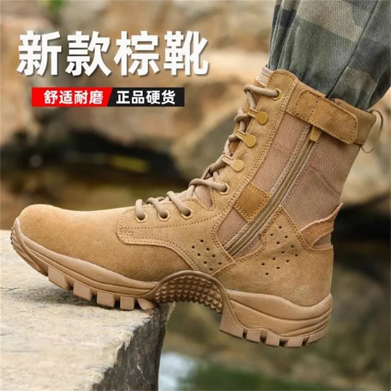 Spring summer training boots men's breathable anti-slip wear high top shoes Men's Desert Ankle Boot Male Shoes Outdoor Work Shoe