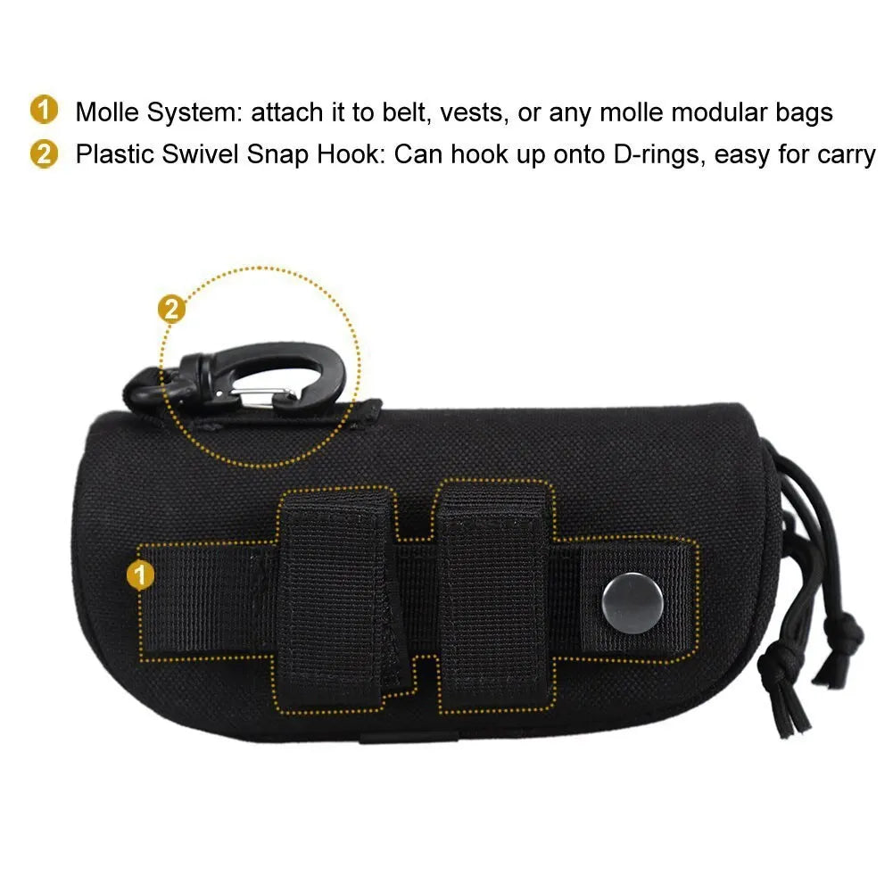Outdoor Sunglasses Case Molle Durable Goggles Case Outdoor Sunglasses Storage Case Nylon Hard Glasses Case