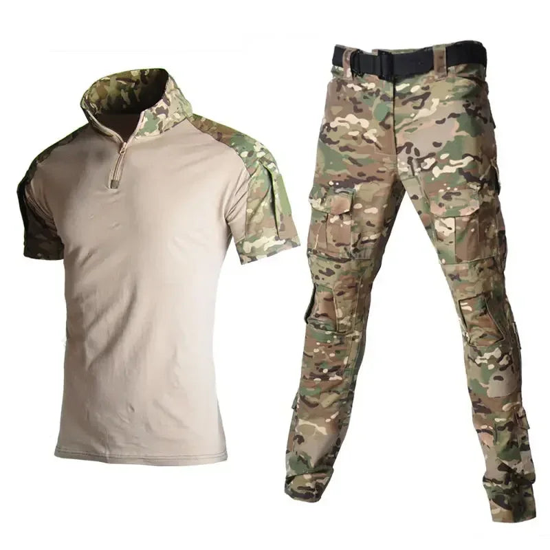 Summer Outdoor Camping Suits Tactical Shirt Men Frog Camouflage Uniform Pants Wear Multicam Sets Hiking Clothes No Pads