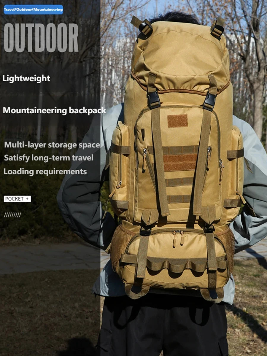 Men's 100L Tactical Backpack MOLLE Large-Capacity Anti Theft Mountaineering Backpack Hiking Rucksack 90L Waterproof Shoulder Bag