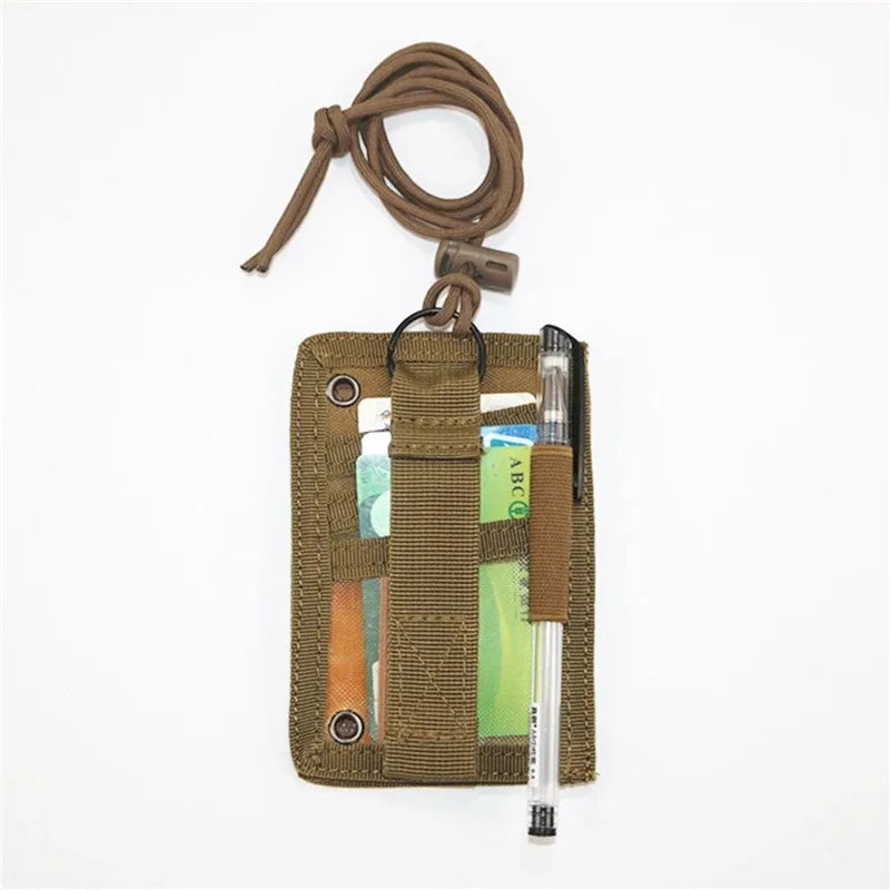 Tactical ID Card Holder Hook Loop Patch Tour Guide Badge Holders Outdoor Travel Pouch Pen Purse and Nylon Lanyard