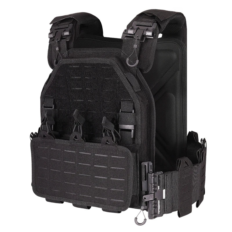 YAKEDA Tactical Outdoor Vest Quick Release Airsoft Vest for Men Adjustable Breathable Combat Training Vest with Hook and Loop