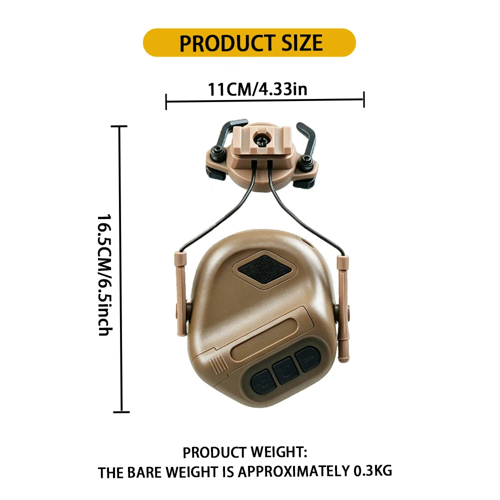 BOOIU Helmet Mounted Bluetooth Tactical Headset ABS Noise Reduction Earphone for Outdoor Sports Adventure Movie Prop