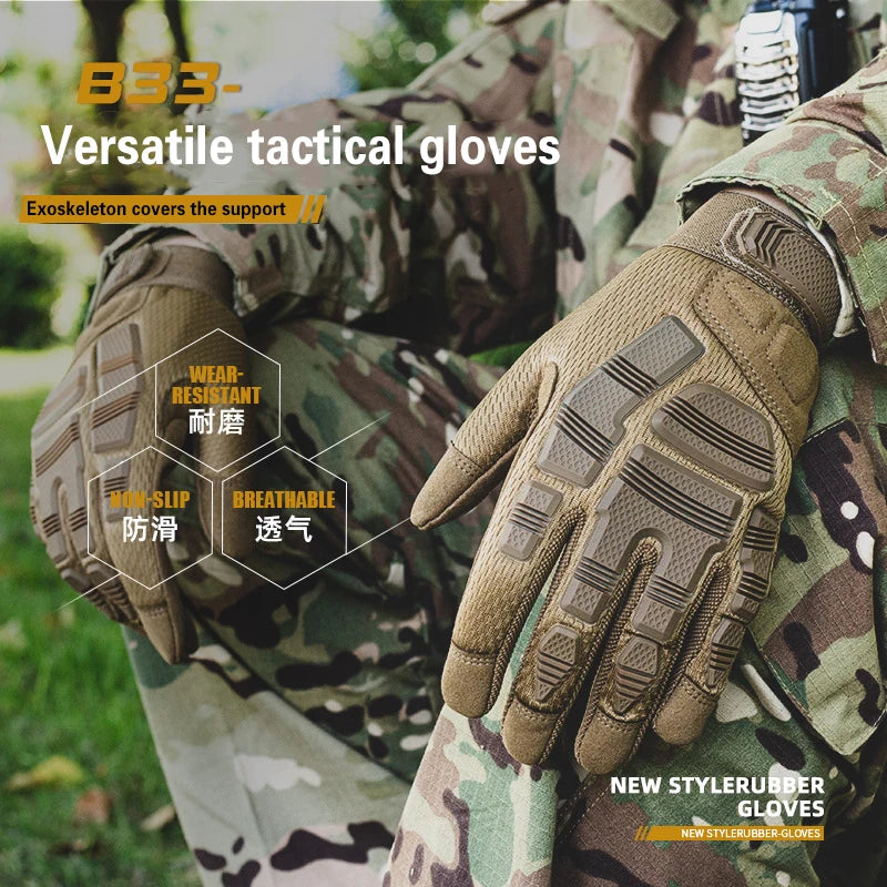 Full-Finger Tactical Protective Gloves Wear Resistant Non-Slip Breathable for Motorcycling Cycling Airsoft Wargame Construction