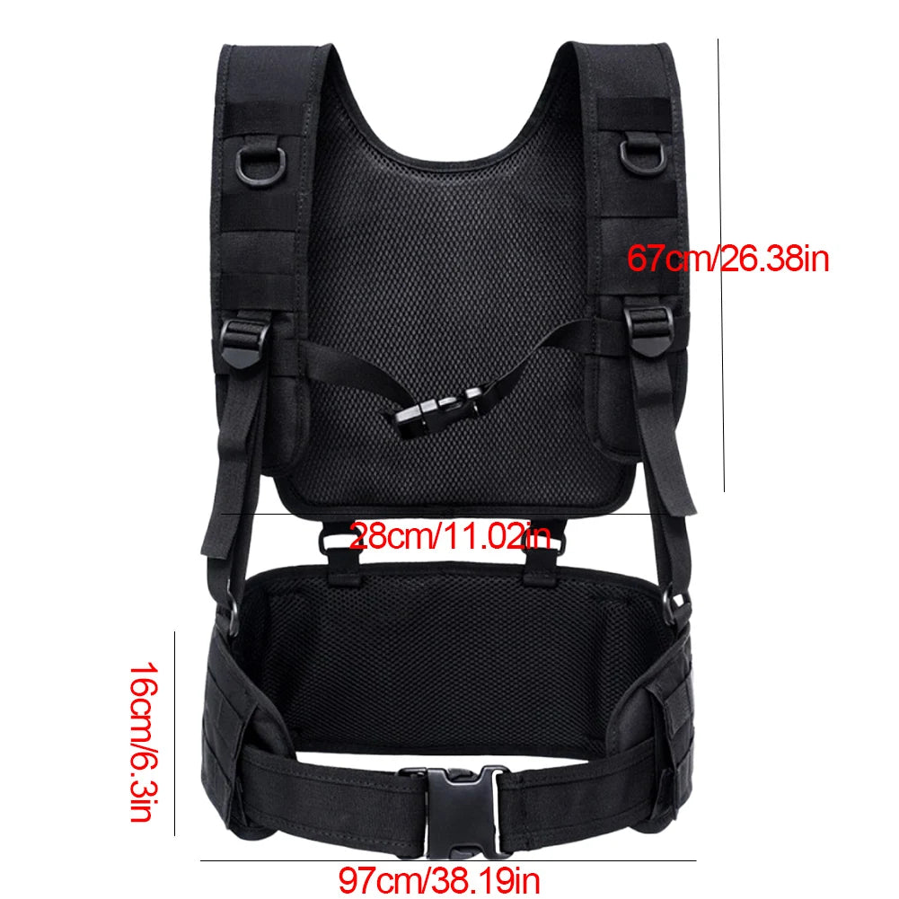 Hunting Vest & Belt Multifunctional Outdoors Training Belt Padded Combat Assault Vest Oxford Cloth for Outdoor Activities