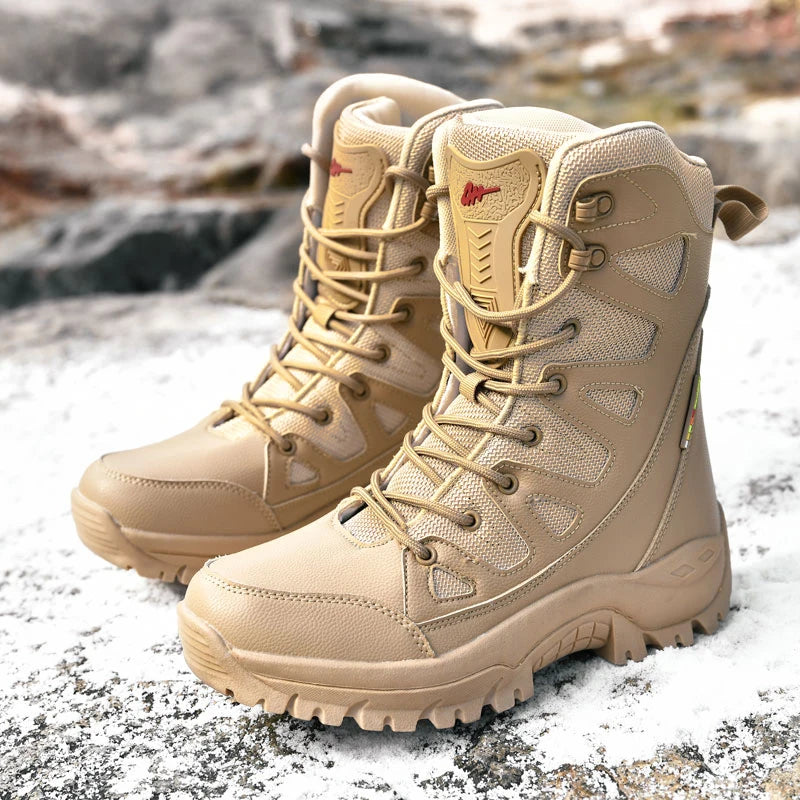 New Style Ultralight Breathable Mesh Canvas Tactical Boots Mens Spring Summer Outdoor Hiking Shoes Army Fan Combat Training