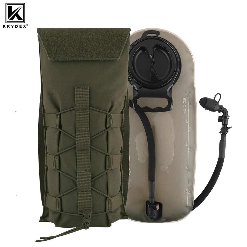 KRYDEX Tactical MOLLE 3L Hydration Pack 100 oz Water Bladder Pouch Modular Pack Bag Outdoor Hiking Camping Accessories