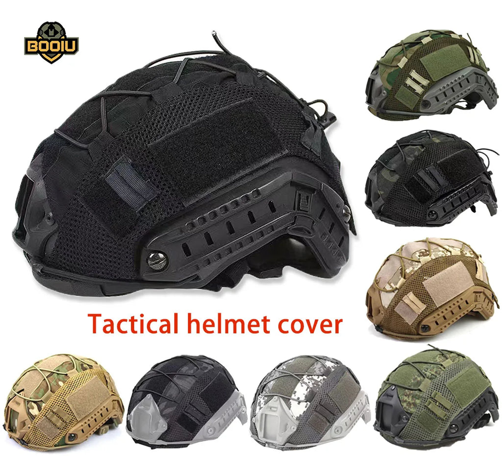 BOOIU 1PC Tactical Helmet Cover With Fast MH PJ BJ Helmet Airsoft Hunting CS Camo Outdoor Safety Cloth-Without Protective Helmet